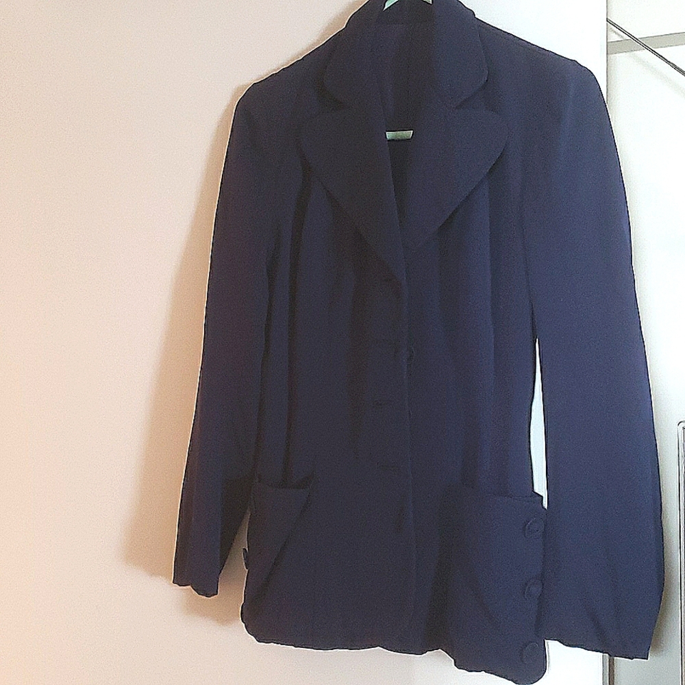 Vintage Navy Button Up Blazer 1970s